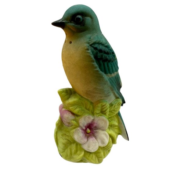 Blue Bird Floral Salt Shaker Made in Japan Sculpture Blue Pink Green Yellow - Picture 11 of 15